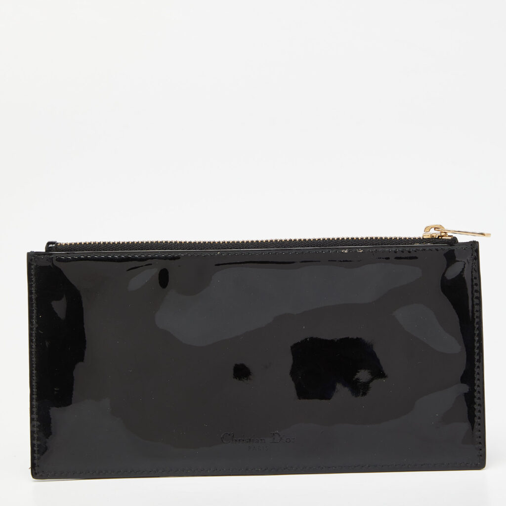 luxury-women-dior-used-handbags-p924211-006.jpg Dior Black Patent Leather Zip Pouch