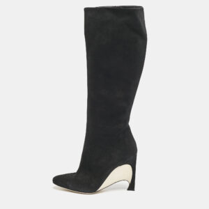 dior black suede knee length boots size 39.5