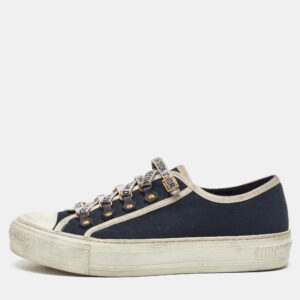 dior navy blue canvas walk'n'dior low top sneakers size 38