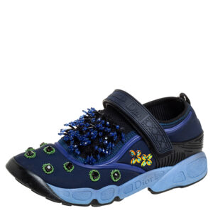 dior blue nylon and mesh fusion low top sneakers size 36
