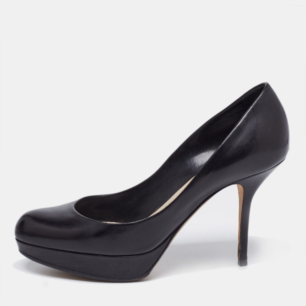 luxury-women-dior-used-shoes-p646564-001.jpg Dior Black Leather Platform Pumps Size 36