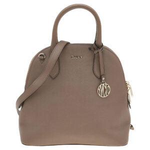 dkny brown leather top zip satchel