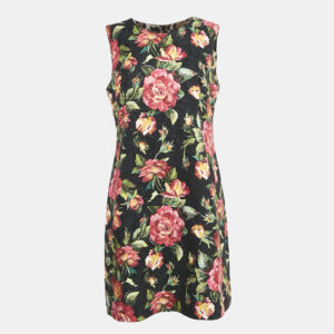 dolce & gabbana black floral print jacquard cotton blend sleeveless mini dress l