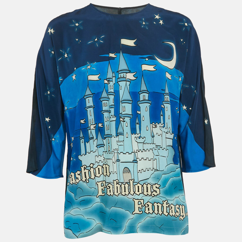 luxury-women-dolcegabbana-used-clothes-p1117975-002.jpg Dolce & Gabbana Blue Printed Silk Top S