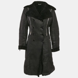 luxury-women-dolcegabbana-used-clothes-p1119910-001.jpg dolce & gabbana black leather and fur zip detail double breasted coat s