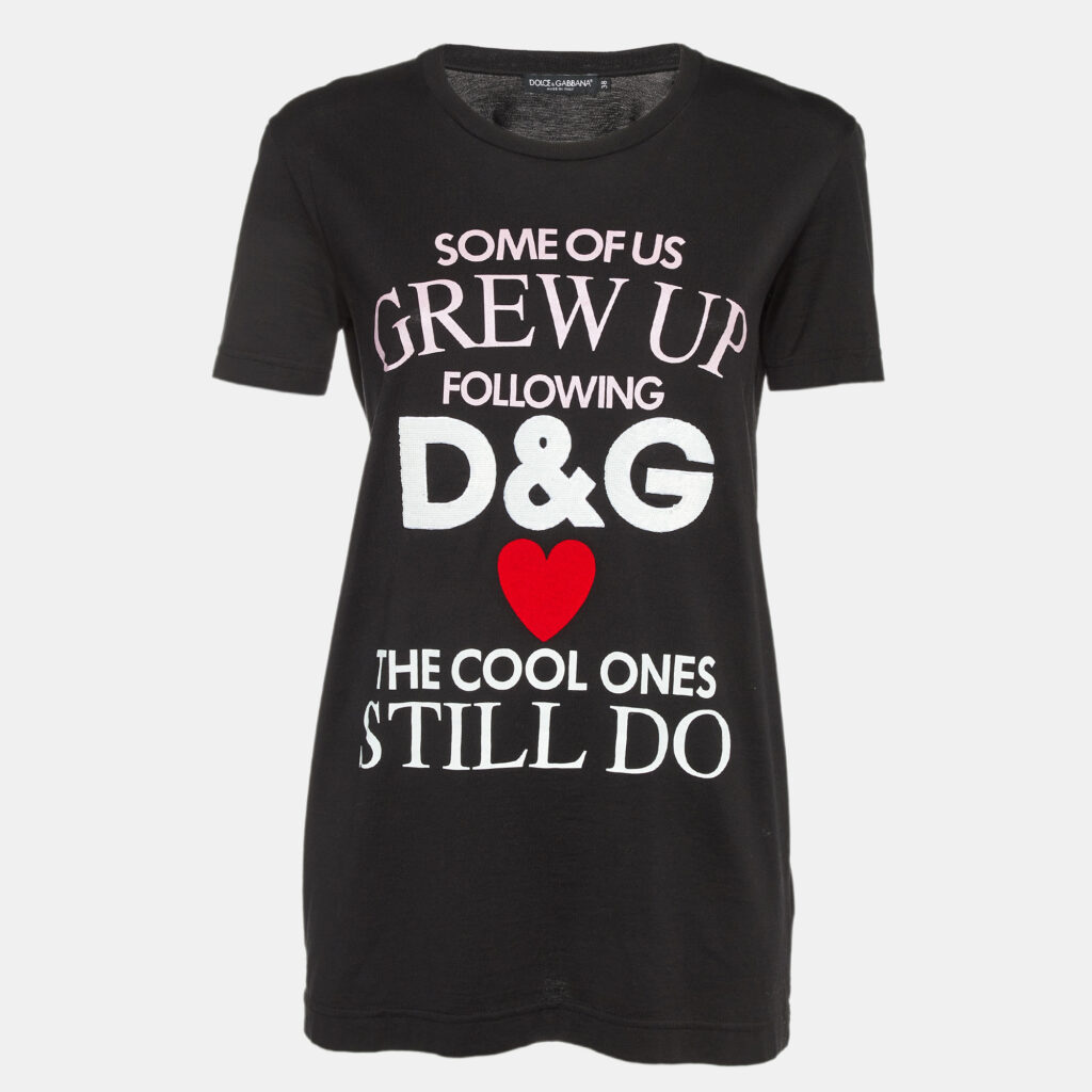 luxury-women-dolcegabbana-used-clothes-p1126935-001.jpg Dolce & Gabbana Black Sequined Cotton Crew Neck T-shirt S