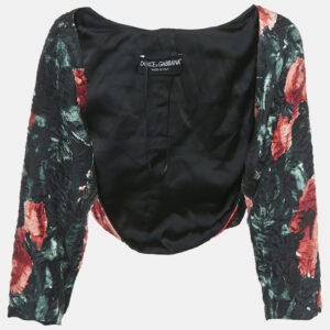 dolce & gabbana black floral print jacquard bolero jacket s