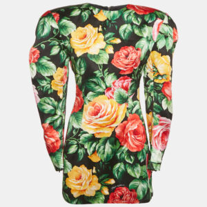 luxury-women-dolcegabbana-used-clothes-p1210661-002.jpg dolce & gabbana black floral print satin puff sleeve mini dress s