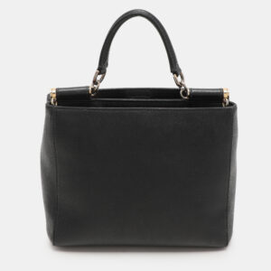 dolce & gabbana black leather miss sicily tote