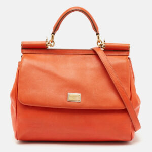 luxury-women-dolcegabbana-used-handbags-p1120912-013.jpg dolce & gabbana orange leather large miss sicily top handle bag