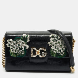 luxury-women-dolcegabbana-used-handbags-p1174198-002.jpg dolce & gabbana black lizard embossed leather dg millennials shoulder bag