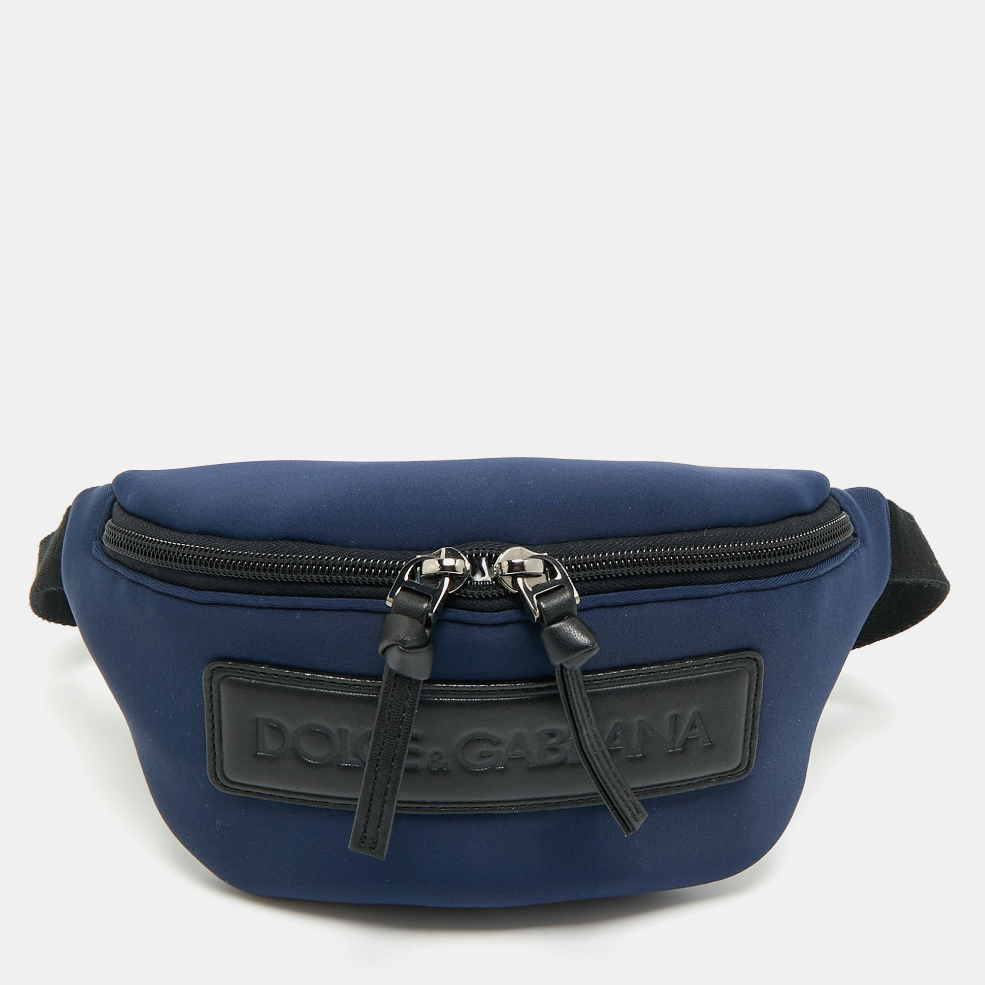 dolce & gabbana bambino navy blue neoprene logo belt bag