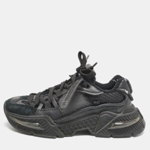dolce & gabbana black leather and fabric daymaster sneakers size 37.5