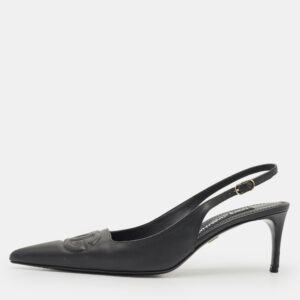 dolce & gabbana black dg logo embossed leather pumps size 39