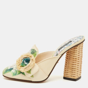 dolce & gabbana hydrangea print  patent leather jackie mules size 39