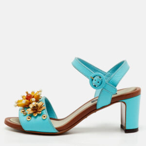luxury-women-dolcegabbana-used-shoes-p1209395-010.jpg dolce & gabbana blue lizard embossed leather embellished block heel ankle strap sandals size 35