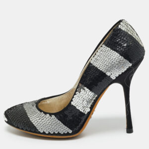 luxury-women-dolcegabbana-used-shoes-p1209725-001.jpg dolce and gabbana black/silver sequin round toe pumps size 36.5