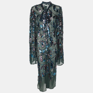dries van noten multicolor sequined knit cardigan m
