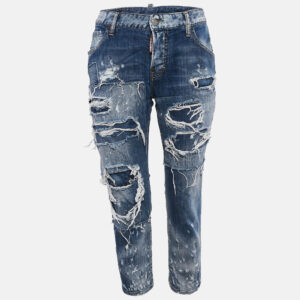 dsquared2 blue distressed denim cool girl cropped jeans s waist 31"