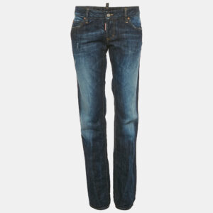 luxury-women-dsquared2-used-clothes-p1182304-002.jpg dsquared2 indigo dark wash faded effect denim distressed jeans m waist 34"