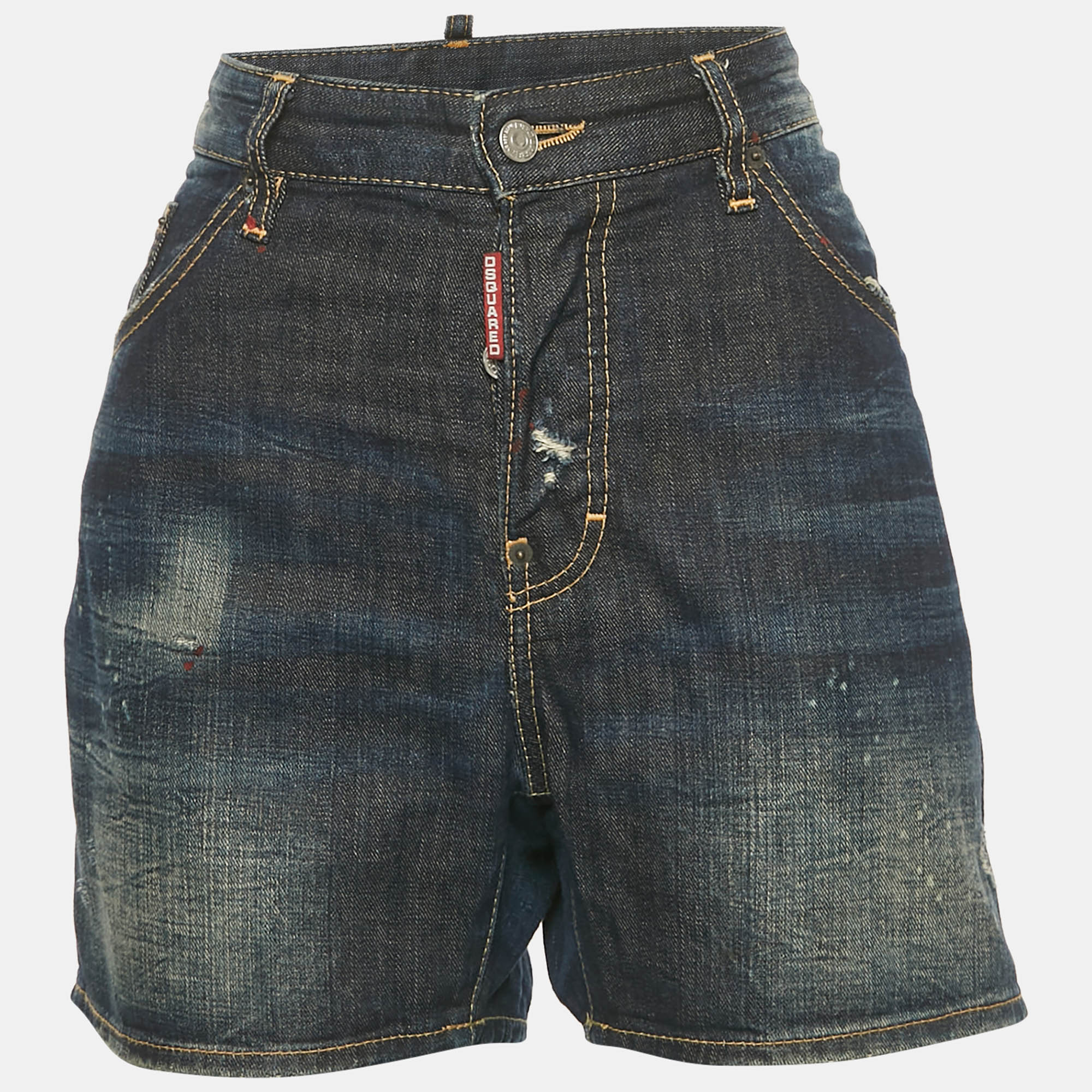 dsquared2 blue distressed denim shorts l waist 35"