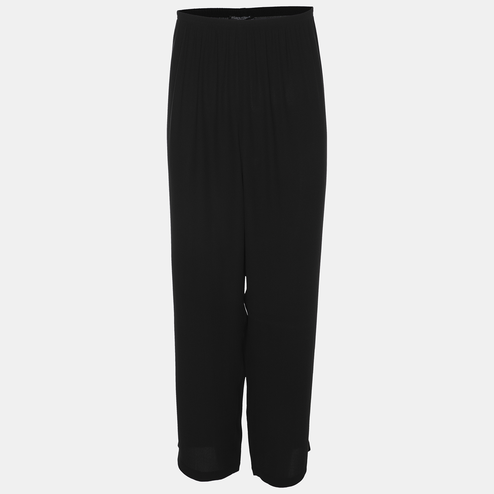 eileen fisher black silk trousers xxl