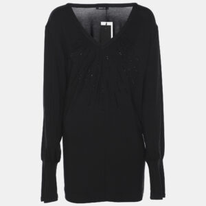 luxury-women-elena-miro-new-clothes-p1186179-001.jpg elena miro black jersey embellished v neck top xxl