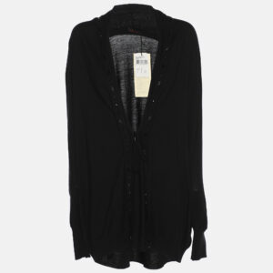elena miro black jersey embellished cardigan l