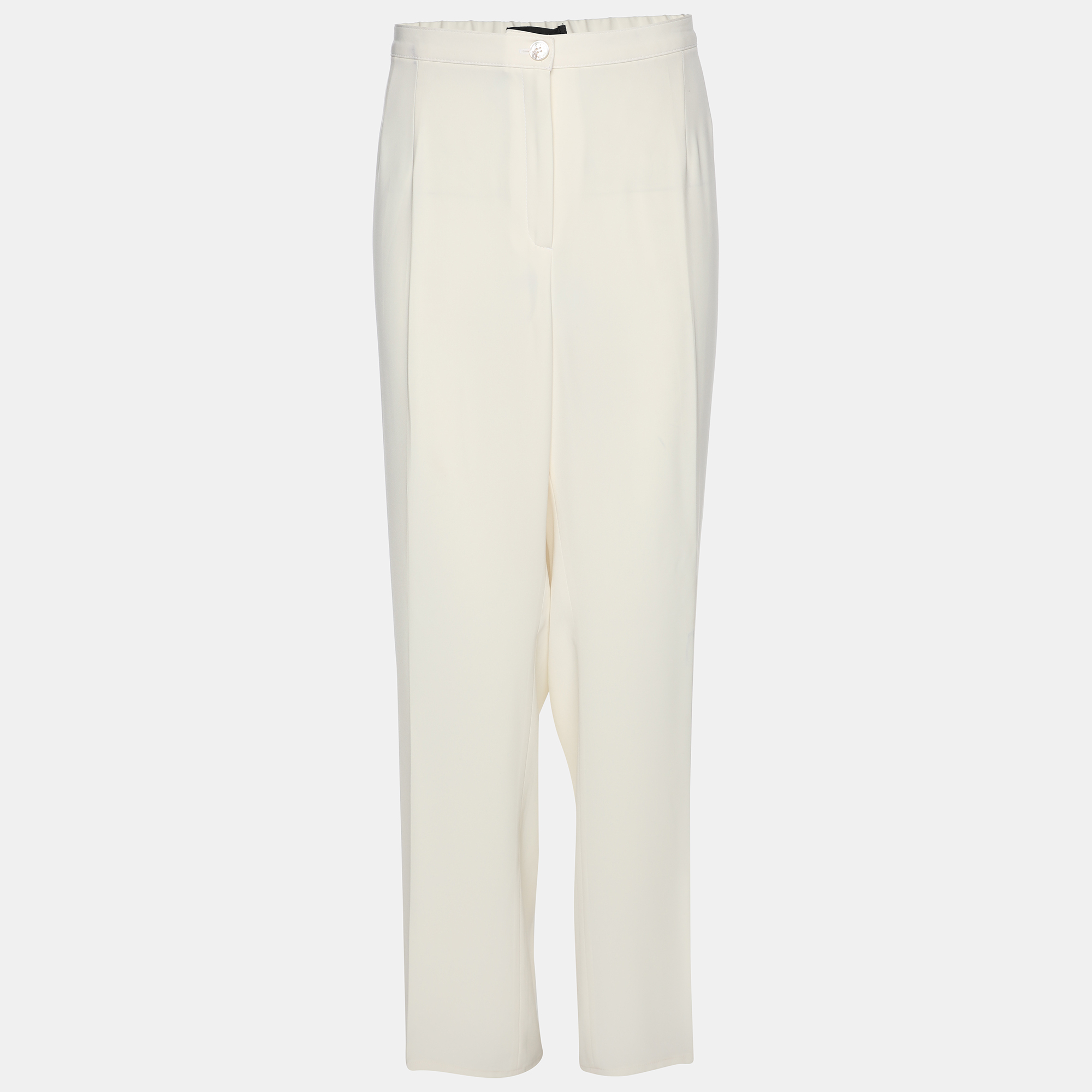 elena miro cream satin straight leg trousers xl