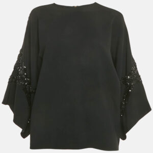 luxury-women-elie-saab-used-clothes-p1186057-006-2.jpg elie saab black sequin embroidered detail crepe tunic blouse s