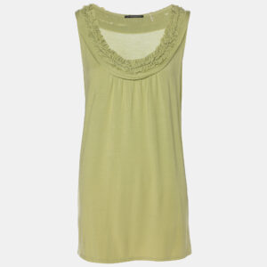 luxury-women-elie-tahari-new-clothes-p1186405-002-2.jpg elie tahari green stretch knit ruffle camisole top xl