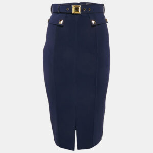 elisabetta franchi blue jersey studded pencil skirt s