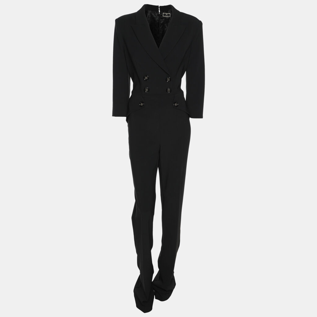 luxury-women-elisabetta-franchi-used-clothes-p1144696-007.jpg Elisabetta Franchi Black Crepe Double Breasted Jumpsuit M