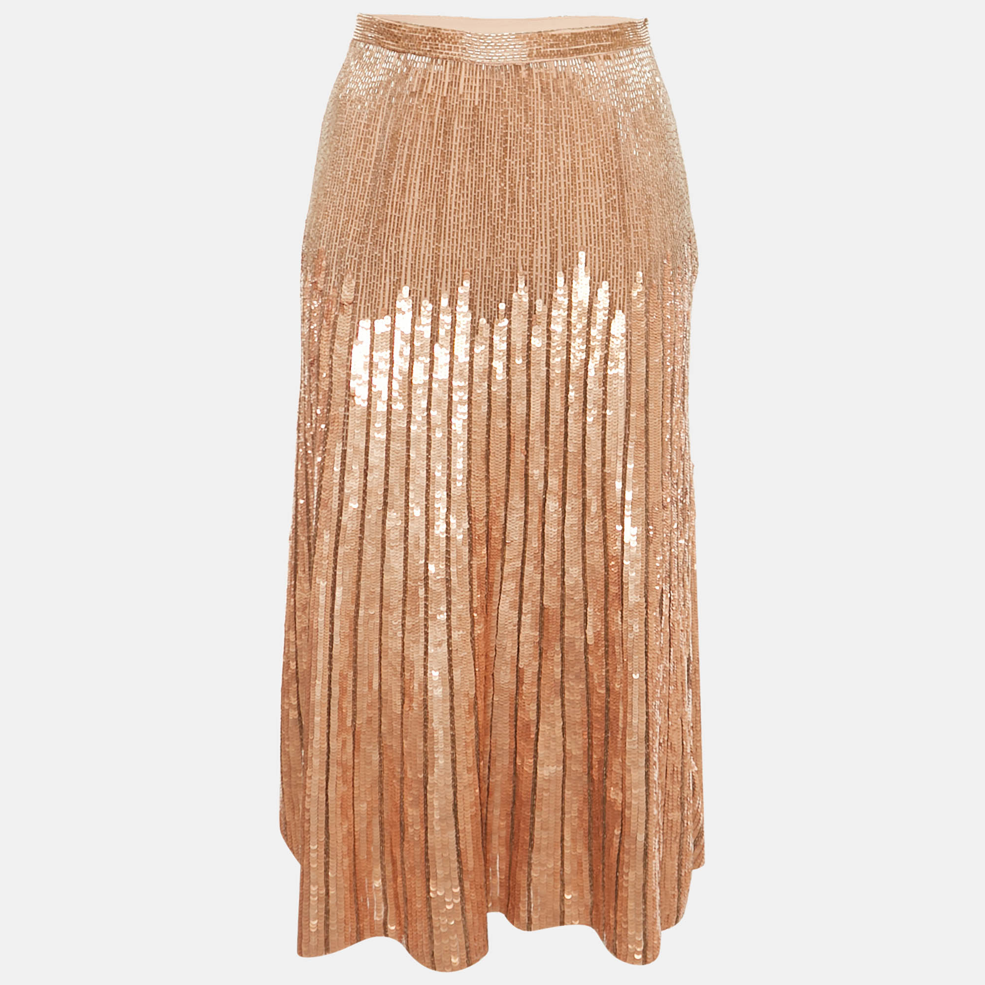 elisabetta franchi pink embellished crepe midi skirt m