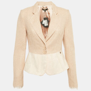 elisabetta franchi beige lurex tweed jacket m