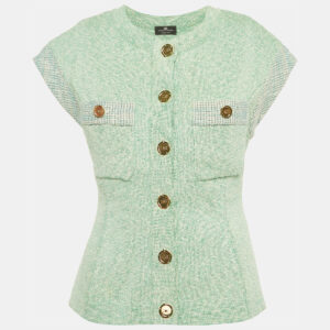 elisabetta franchi green cotton blend button front cardigan s
