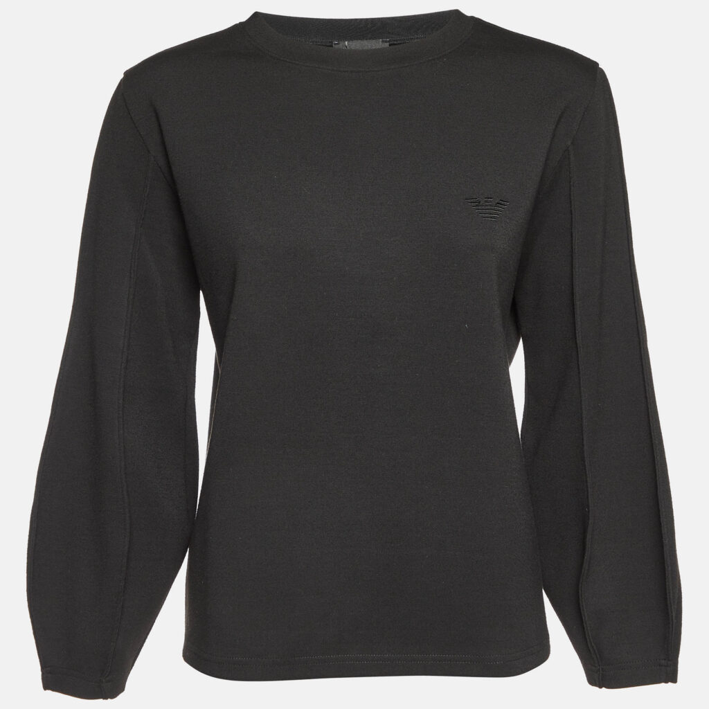 luxury-women-emporio-armani-used-clothes-p1106526-001.jpg Emporio Armani Black Jersey Crew Neck Jumper M