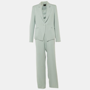 emporio armani pale blue crepe pant suit l