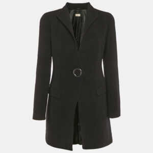 emporio armani black wool mid-length coat l