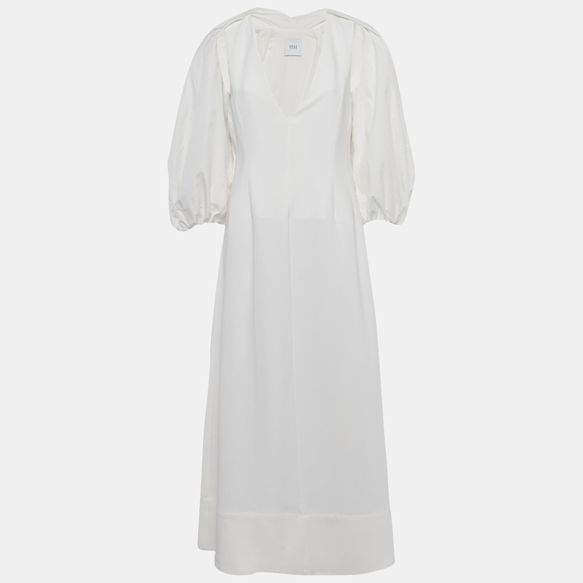 esse studio white crepe cotton supine cut-out cady maxi dress m