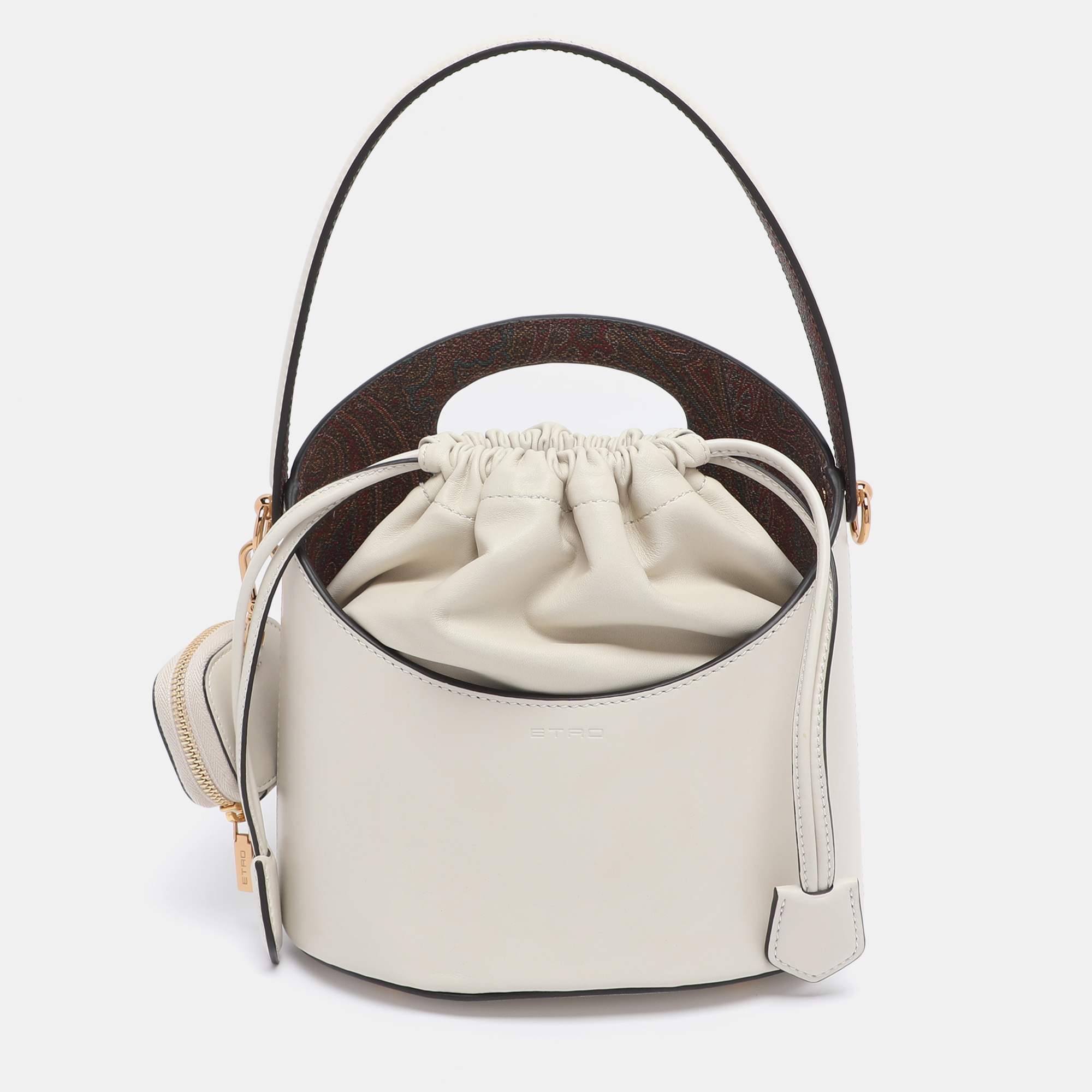 etro off white leather saturno bucket bag
