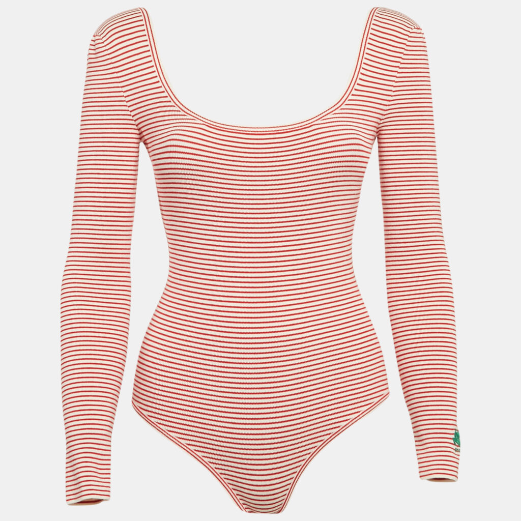 luxury-women-etro-used-clothes-p1129673-004.jpg Etro Red/White Striped Jersey Long-Sleeve Bodysuit S