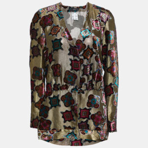 etro gold devore button front top m