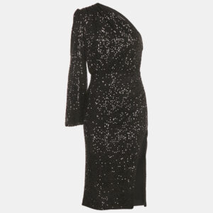 luxury-women-fame-and-partners-used-clothes-p1209923-004-2.jpg fame and partner black sequin one shoulder midi dress s