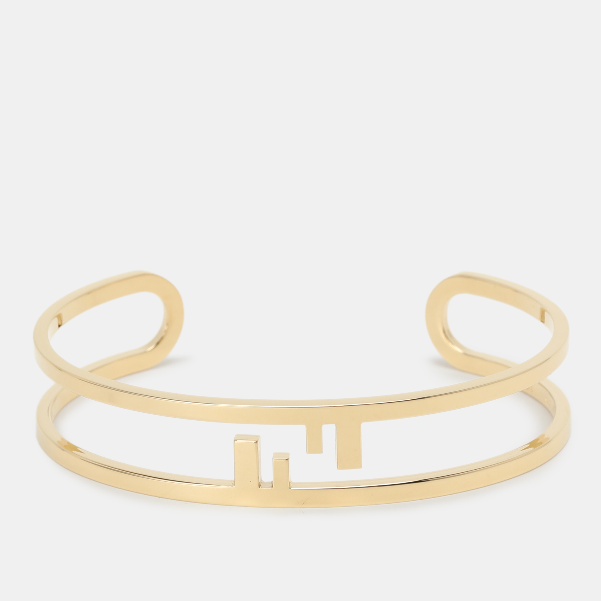fendi gold tone metal cut-out ff cuff bracelet