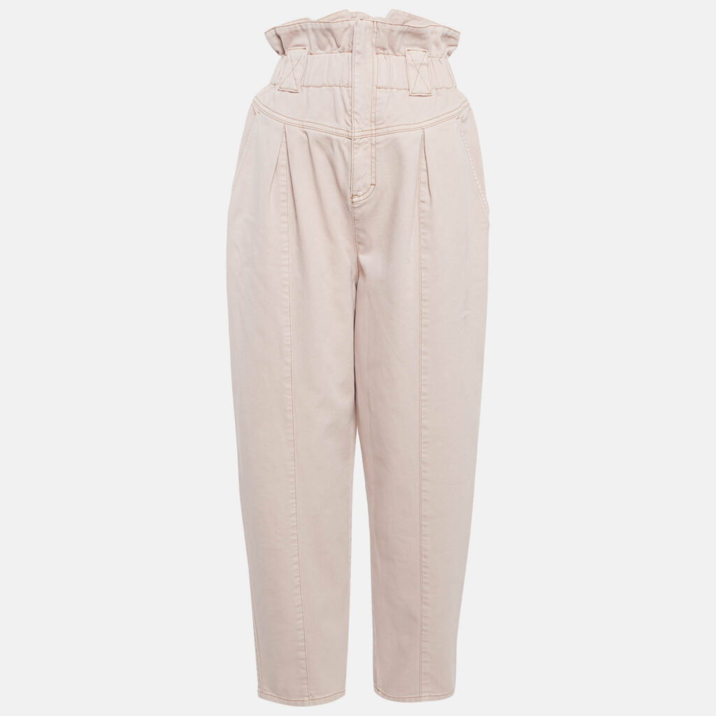 luxury-women-fendi-new-clothes-p1122311-001.jpg Fendi Pink Cotton Drill Elasticated High Waist Jeans M Waist 26"