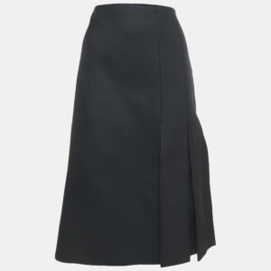 fendi black wool blend pleated slit detail skirt m