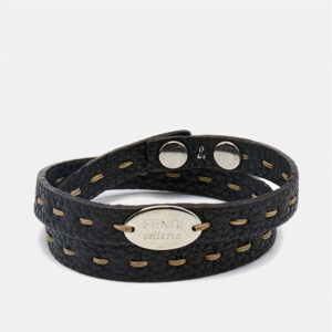 fendi selleria brown leather silver tone bracelet 7
