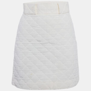 fendi off-white quilted silk mini skirt s
