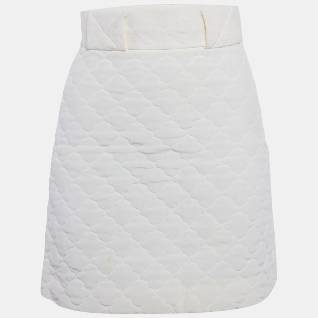luxury-women-fendi-used-clothes-p1107170-003.jpg Fendi Off-White Quilted Silk Mini Skirt S